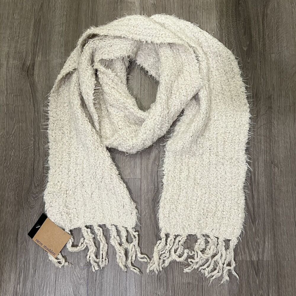 NEW Steve Madden Supersoft Sherpa Knit Blanket Wrap Scarf Ivory O/S